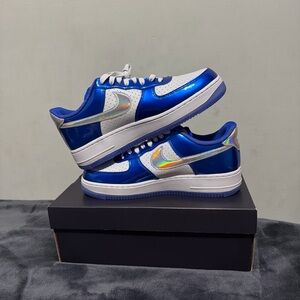 Nike Metallic Blue and White Air Force 1 L8